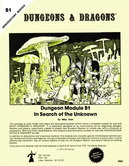 The cover of the adventure module B1 In Search of the Unknown