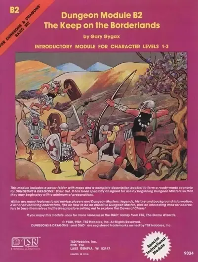 The cover of the adventure module B2 The Keep on the Borderlands