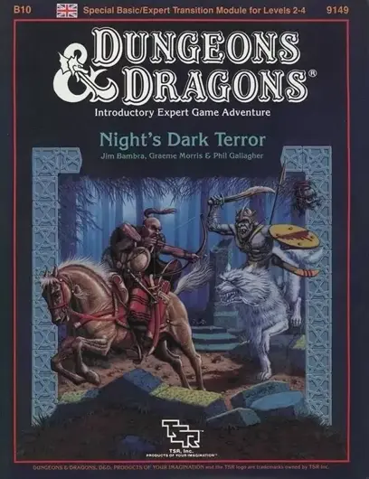 The cover of the adventure module B10 Night's Dark Terror