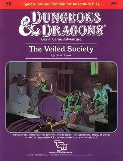 The cover of the adventure module B6 The Veiled Society